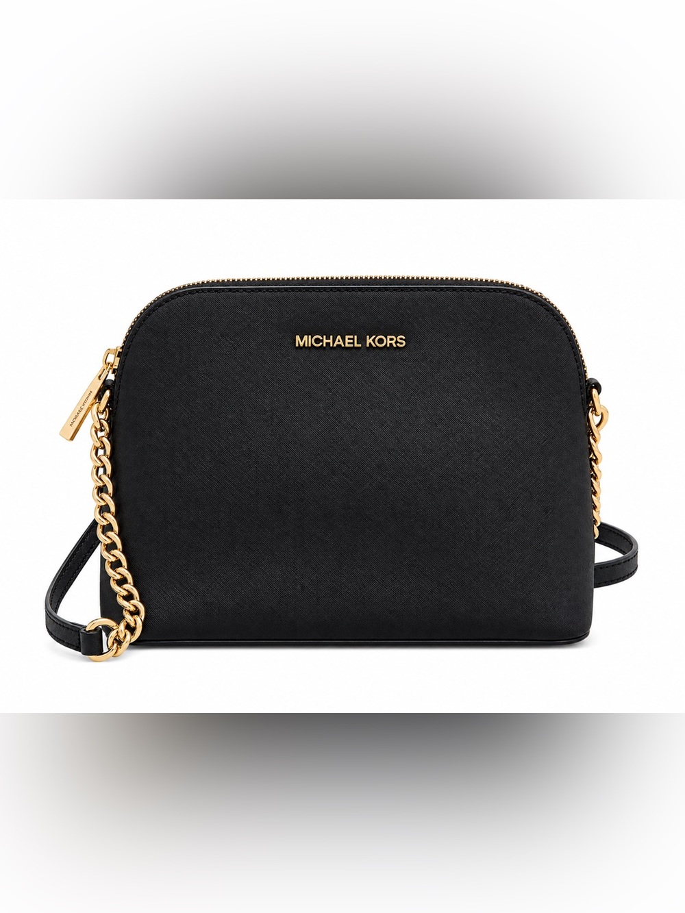 Michael Kors Black Saffiano Leather Dome Crossbody